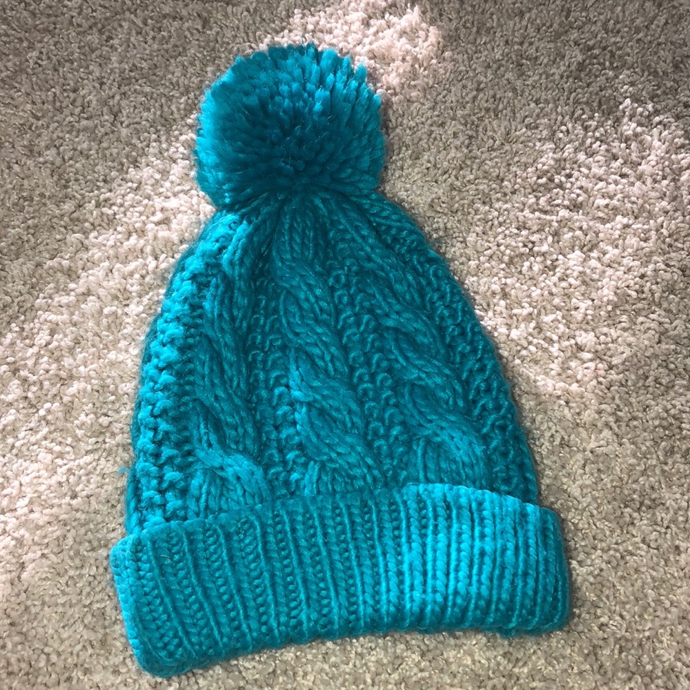 Blue yarn winter hat